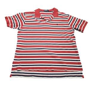 Polo Ralph Lauren Shirt XL Stripe Red White Blue‎ Preppy Classic Cotton USA